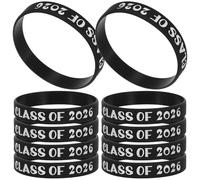 DOITOOL Lot de 10 bracelets en silicone pour enseignants et étudiants - 2026 - Décoration de bracelets de remise de diplômes - Accessoires de fête de remise de diplômes - Bracelet en silicone pour