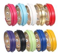 DOITOOL Lot de 10 Bracelets Joncs en Cuir Coloré Ajustables pour Femmes, 10 Couleurs Vives, Double Couche à Pression, Bricolage Personnalisé, Création Bijoux, Usage Quotidien, Loisirs