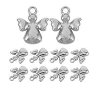 DOITOOL Lot de 10 breloques anges pendentifs pour porte-clés - Pendentifs porte-clés en acier inoxydable - Petits apprêts anges pour la création de bijoux