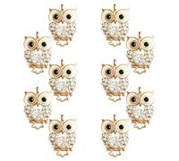 DOITOOL Lot de 10 Breloques Hibou en Strass, Alliage Doré pour Bijoux | Finitions Scintillantes, Fixation Simple, pour Ateliers Créatifs, Tenues de Fête, Zips et Chaînes de Pull