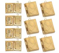 DOITOOL Lot de 10 Breloques Pendentifs Médaillons en Cuivre Forme Livre Rectangulaire Couleur Cuivre Naturel Charme Photo Multifonction pour Bracelets et Colliers Accessoires