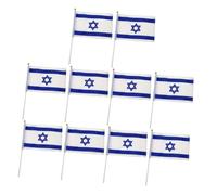 DOITOOL Lot De 10 Drapeaux à Main D'israël 20x28 Cm En Polyester Décoratifs Pour Jardin Et Festivals, Drapeau National Israélien Résistant à La Décoloration, Usage Extérieur Et Intérieur