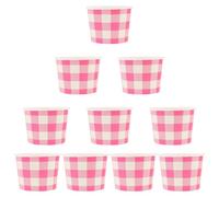 DOITOOL Lot de 10 Gobelets à Dessert en Papier Recyclables de 16oz Couleur Rose, Sûrs pour Aliments, pour Glaciers et Cafés