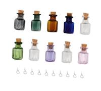 DOITOOL Lot de 10 Mini Bocaux en Verre Carré avec Bouchon en Liège, Bouteilles Colorées, pour Décoration DIY, Loisirs Créatifs et Mariage