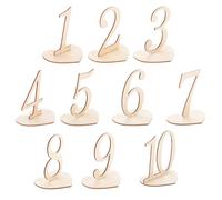 DOITOOL Lot de 10 Numéros de Table de Réception en Bois, Base Forme Cœur, Décoration Mariage et Fête, Porte-numéros Légers et Réutilisables, Numéros de Table pour Restaurant et Cortège