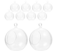 DOITOOL Lot de 10 photophores en verre à suspendre en forme de globe, terrariums de 7,6 cm, boules de Noël en plastique transparent pour plantes, mariage, fête de Noël, décoration de centre de table