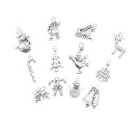 DOITOOL Lot De 12 Breloques En Alliage Vintage Pour Bijoux De Noël, Charms Artisanaux Festifs Multiformes, Pour Créations Diy, Décoration Sapin Et Présents Hivernaux