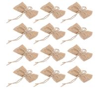 DOITOOL Lot de 12 Nœuds en Toile de Jute Rustiques Faits Main Décoration Mariage et Couronnes Accessoires DIY pour Fêtes et Loisirs Créatifs Couleur Naturelle Taille Moyenne Décor