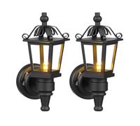DOITOOL Lot de 2 Appliques Murales LED Miniatures en Métal Noir pour Maison de Poupée, Échelle 1:12, Idéales pour La Décoration de Mini-Maisons, Salons, Jardins Féeriques, Dioramas Et Scènes