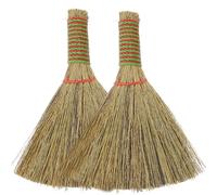 DOITOOL Lot De 2 Balais De Bureau Miniatures Ergonomiques en Paille Naturelle Balai À Poussière Portable pour Nettoyage Précis des Meubles Voiture Stores Et Ventilateurs