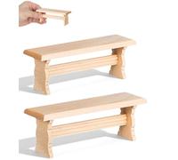 DOITOOL Lot de 2 bancs miniatures en bois pour maison de poupée, mini banc de maison, modèle de meubles miniatures pour affichage de maison de poupée