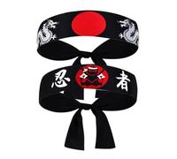 DOITOOL Lot de 2 Bandeaux Ninja Japonerie en Polyester Respirant, Taille Unique, Accessoire Chef Polyvalent pour Karaté, la Cuisine et Sport, Bandeaux Larges Anti-Transpiration Adaptés