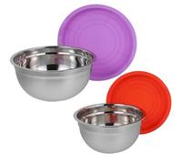 DOITOOL Lot de 2 Bols en Acier Inoxydable avec Couvercles Assortis, Saladiers Pratiques de 9 Cm X 18 Cm et 11,5 Cm X 24 Cm, Bols Mélangeurs Inox Cuisine Maison, Pâtisserie et Préparation