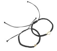 DOITOOL Lot de 2 Bracelets Mère-fille en Corde Tressée Noire, Pendentif Cœur Ajouré en Alliage Doux, Bracelets Ajustables pour Femmes et Hommes, Présent Fête des Mères, Bijoux Assortis