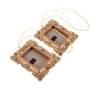 DOITOOL Lot de 2 Cadres Photo Rectangulaires Vintage Dorés Mini Cadres Décoratifs Suspendus pour Mur Style Rétro Artistique pour Affichage Photos Personnalisé et Décoration Intérieure