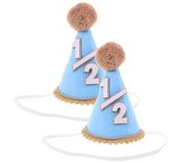 DOITOOL Lot de 2 chapeaux demi-anniversaire - Chapeaux cônes demi-anniversaire - Accessoires photo mignons pour bébé de 6 mois, décoration de gâteau de baby shower