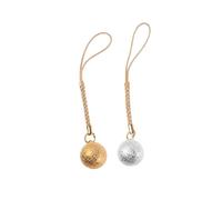 DOITOOL Lot de 2 Cloches Décoratives Rondes en Cuivre Grainé Doré et Argenté, avec Pompon Suspendu, Accessoires pour Pendentifs Téléphone Portable, Décoration DIY pour Paquet à Dos et