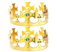 DOITOOL Lot de 2 Couronnes Dorées en Plastique Plaqué, Style Antique Royal Médiéval, Accessoires de Déguisement pour Fêtes d'halloween Et Anniversaires.