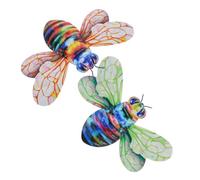 DOITOOL Lot de 2 Décorations Murales en Fer Coloré Représentant des Abeilles Art Mural Extérieur et Intérieur Pendentifs Abeilles Ailes Vertes et Orange Décoration Suspendue pour