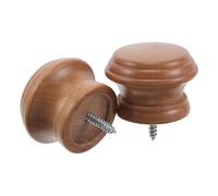 DOITOOL Lot de 2 Embouts Décoratifs en Bois Naturel 8x5 Cm, Têtes de Tringle à Rideaux Rondes Plates, Accessoires de Décoration de Rideaux de Fenêtre, pour Tringles et Projets de Loisirs