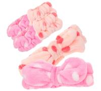 DOITOOL Lot de 2 Ensembles de Bandeaux Lavant le Visage à Pois en Tissu Doux, Ensemble Bandeau Spa et Bracelet Absorbant pour Soins du Visage et Maquillage