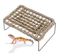DOITOOL Lot de 2 Hamacs Rectangulaires Tissés la Main en Fibres Naturelles, Lit Suspendu Respirant et Solide pour Reptiles et Dragons Barbus, Accessoires Terrarium Idéals pour Habitat