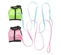 DOITOOL Lot de 2 Harnais-Laisses pour Petits Animaux en Maille Respirante Gilets Ajustables Taille M Couleurs Rose et Vert Laisse de Traction Légère et Sécurisée pour Lapins Chatons