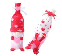 DOITOOL Lot de 2 Housses pour Bouteilles de Vin Rouge Saint-Valentin, Manchons de Protection Anti-Rayures Lavables et Réutilisables, Motifs Couple sans Visage, Décoratifs pour Mariage
