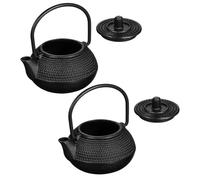 DOITOOL Lot de 2 Mini Théières en Fonte Noire A, Théière Vintage Miniature Décorative pour Salon de Thé, Ornement de Bureau en Fer, Petite Bouilloire Artisanale pour Infusion et