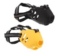 DOITOOL Lot de 2 Muselières Panier Réglables pour Petits Chiens Muselière Anti-Ingestion en Tissu Doux 18 CM Couvre-Bouche Respirant Noir et Jaune Adaptée aux Chiots et Races Petites