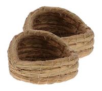 DOITOOL Lot de 2 Nichoirs à Poules Tressés en Paille Naturelle 15 CM Petits Nids pour Animaux Domestiques Poulailler Confortable pour Ponte et Maison de Repos des Poules