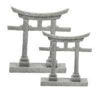 DOITOOL Lot de 2 Ornements Torii en Pierre Imitation, Décoration Aquarium et Jardin Extérieur, Statue pour Réservoir, Sculpture Micro-Paysage Zen, Accessoires Décoratifs Poissons, Bassin