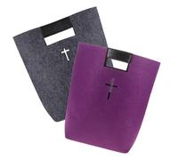 DOITOOL Lot de 2 Paquet à Main en Feutre Gris et Violet Grosse Capacité Fourre-Tout pour Bible Mallette de Transport Biblique Réutilisable pour Courses Voyage et Rangement Quotidien