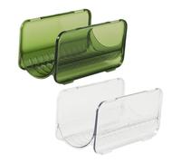 DOITOOL Lot de 2 Porte-Bouteilles Empilables Transparents Vert Clair et Blanc Support de Rangement Multi-Couches en PP Organisateur d'Armoire pour Bouteilles d'eau Cuisine et Bureau