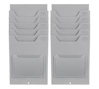 DOITOOL Lot de 2 Porte-cartes de Matériel Mural 5 Emplacements en Acier Robuste pour Affichage de Fiches, Organisateur de Cartes de Présence et Badges Bureau, pour Gestion en Entrepôt