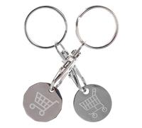 DOITOOL Lot de 2 Porte-clés Jetons de Chariot de Courses en Acier Inoxydable Style Classique Argenté pour Déverrouillage Facile en Supermarché Pratique et Portable