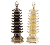 DOITOOL Lot de 2 Porte-clés Tour en Cuivre Doré et Cuivre Antique, Breloques Pendentifs Décoratifs Miniatures pour Accessoires, Artisanat Porte-clés Tour, Décoration Intérieure et