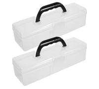 DOITOOL Lot de 2 rangements pour pinceaux : Organiseur d'art Portable, boîte en Plastique Transparent, Support pour pinceaux Longs pour aquarelles et Outils de Dessin, bac de Rangement pour