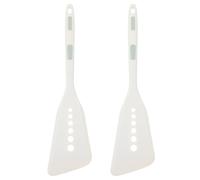 DOITOOL Lot de 2 Spatules Cuisine en Silicone Réutilisable et Antiadhésive, Résistantes à Haute Température, Couleur Blanche à Pois Verts, pour Cuisson, Wok et Service Cuisine Ménagère