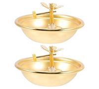 DOITOOL Lot de 2 Supports pour Lampe à Huile en Alliage - Lampe à ghee Traditionnelle d'intérieur réglable avec mèche pour Les rituels, prières et cultes Religieux - Lanterne à Huile rétro