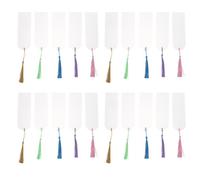 DOITOOL Lot de 20 marque-pages en acrylique avec pompons - Kit de création de marque-pages à faire soi-même - - transparents unis en vrac pour décorer des étiquettes artisanales