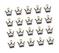 DOITOOL Lot De 20 Mini Couronnes Tendance En Émail Pour Confection De Costumes Boucles D'Oreilles Pendentifs Bracelets Breloques Couronnes Perles Noires
