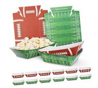 DOITOOL Lot de 20 Plateaux de Service Jetables en Papier Kraft, Étanches à L’huile L’eau, Dimensions 11 X 6,7 X 4,3 Cm, Décor Football, pour Snacks et Fête D’anniversaire