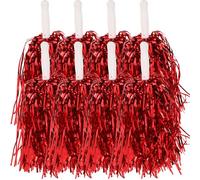 DOITOOL Lot de 24 Pompons de Cheerleading Rouge Métallisé Manche Droit 20 Cm, Accessoires pour Pom-Pom, Fournitures D’Encouragement pour Équipes Sportives et Spectacles