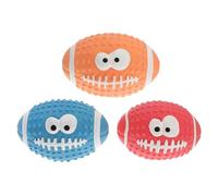 DOITOOL Lot de 3 Balles pour Chiens Qui Couinent en Latex, Balle de Rugby Interactive Résistante, de Mastication pour Petits et Moyens Chiens, pour Jeux D'extérieur et Couleur Aléatoire