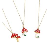 DOITOOL Lot de 3 Collier Pendentif, Alliage Champignon Rouge à Pois Set | Bijoux Fantaisie Délicats, Style Unique et Élégant, pour Amies, Fêtes, Anniversaires, Usage Quotidien
