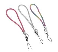 DOITOOL Lot de 3 cordons de téléphone à paillettes longues à suspendre pour téléphones portables, appareils photo, clés USB, porte-clés, sacs, arc-en-ciel, rose, rouge, blanc