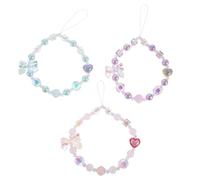 DOITOOL Lot de 3 Dragonnes de Téléphone en Plastique Légères avec Nœud et Cœur, Bracelet à Breloques pour Téléphone Portable et Caméra, pour Voyages et Aventures