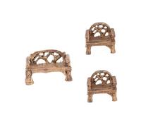 DOITOOL Lot de 3 Mini Meubles de Jardin en Résine Multicolores Comprendant 1 Mini Banc et Décoration Artisanale Résistante aux Intempéries pour Micro-Paysages Bonsaïs et Pots de Fleurs