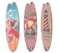 DOITOOL Lot de 3 Panneaux Bois Décoratifs Planche de Surf Thème Océan pour Décoration Murale Chambre et Salle de Bain Tropicale